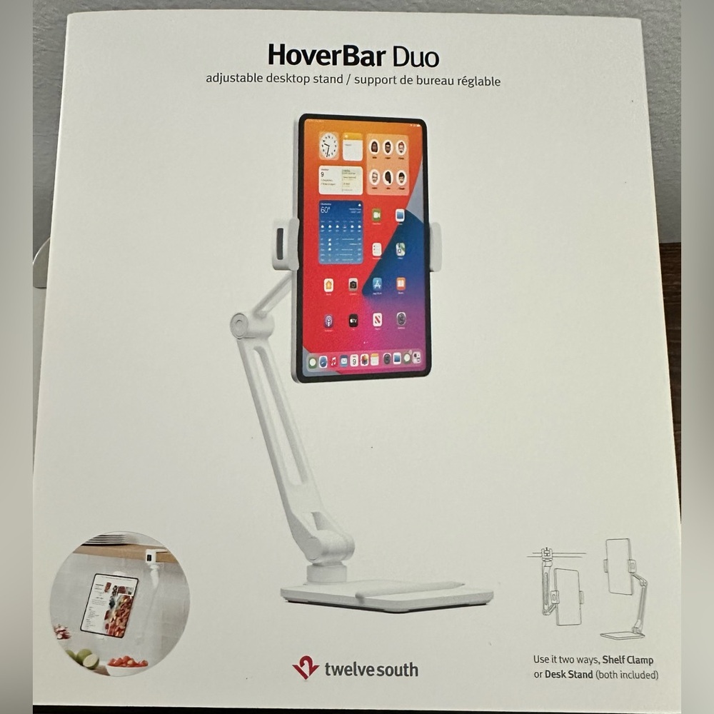 HoverBar Duo Adjustable Tablet Stand - White